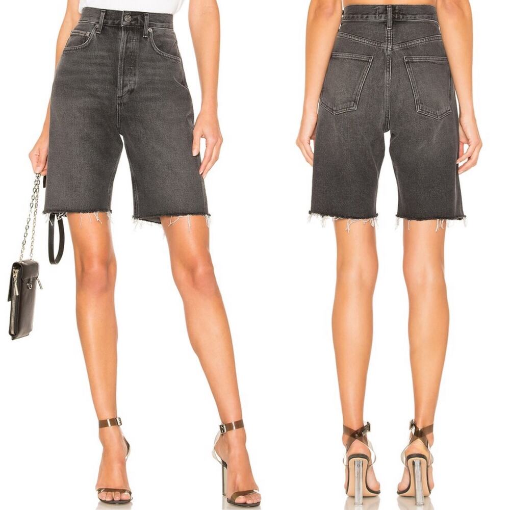 AGOLDE 90s High-Rise Raw Hem Denim Shorts Helix Gray Women’s Size 24